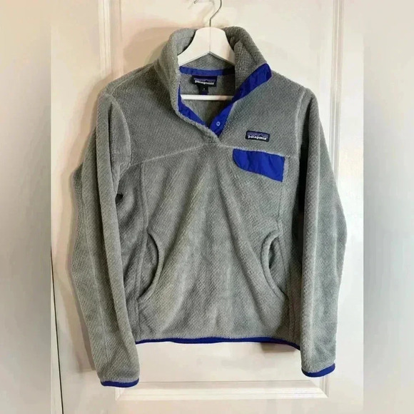 Patagonia Women’s Tailor Grey & Harvest Mood Blue Re-Tool Snap Pullover - Size S - Picture 1 of 9